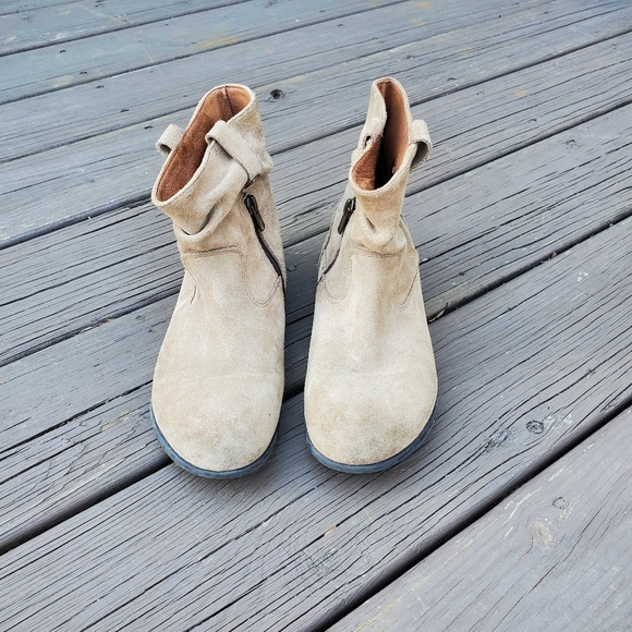 Birkenstock Sarnia Taupe Waxed Suede Leather Slouchy Boho Ankle Boots Booties 37 - Picture 5 of 8